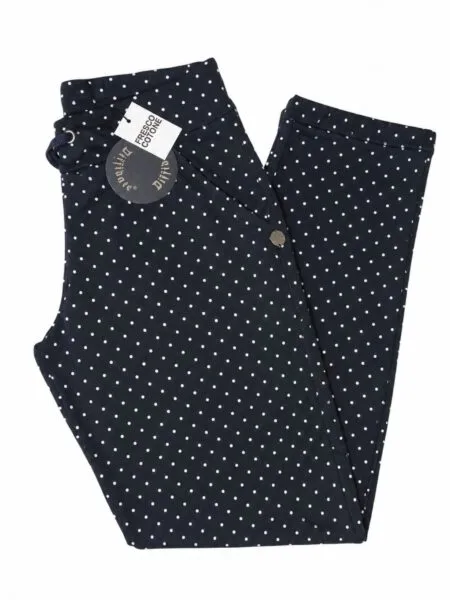 Pantalone in cotone leggerissimo stampa pois - blu