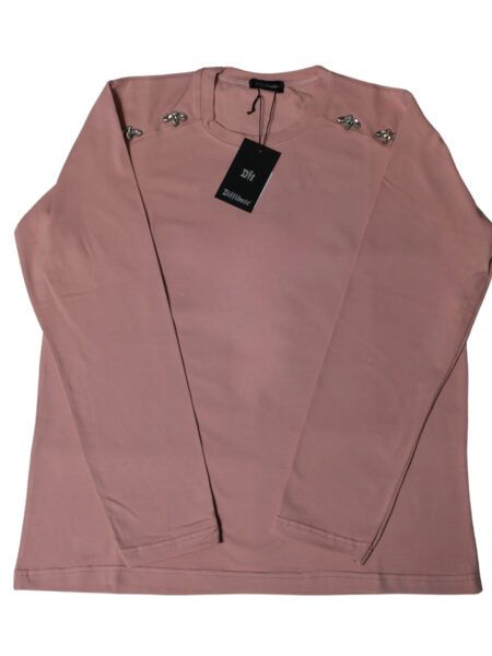 Maglia in caldo cotone con gemme - rosa antico