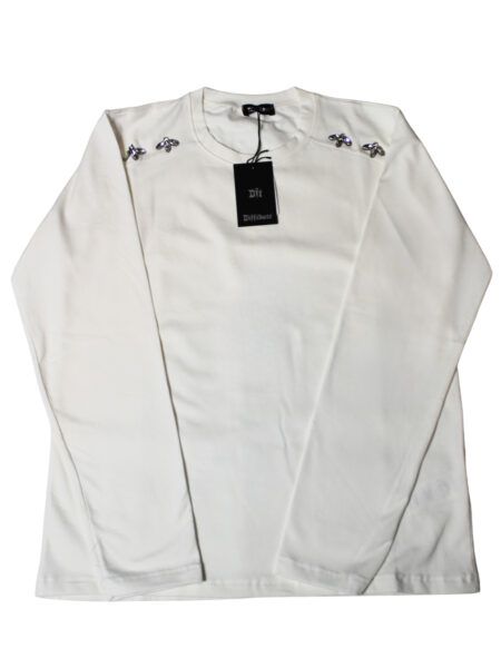 Maglia in caldo cotone con gemme - bianco