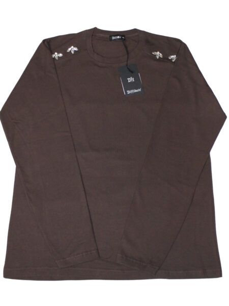 Maglia in caldo cotone con gemme - marrone