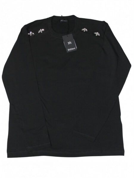 Maglia in caldo cotone con gemme - nero