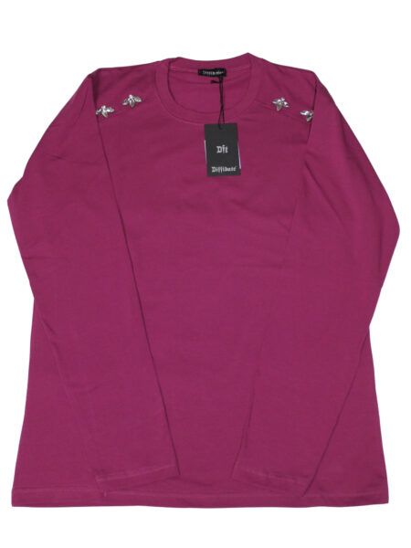 Maglia in caldo cotone con gemme - borgogna