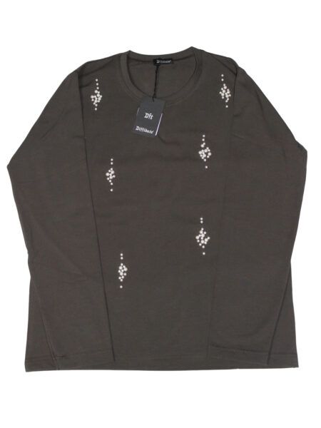 Maglia in caldo cotone con perle - marrone