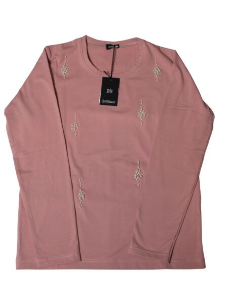 Maglia in caldo cotone con perle - rosa antico