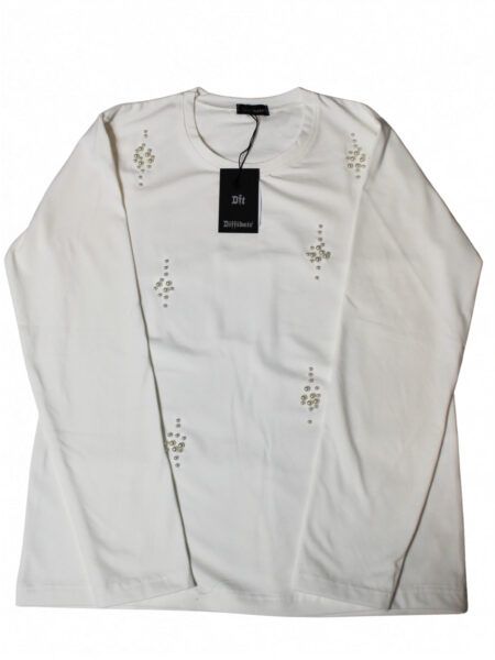 Maglia in caldo cotone con perle - bianco