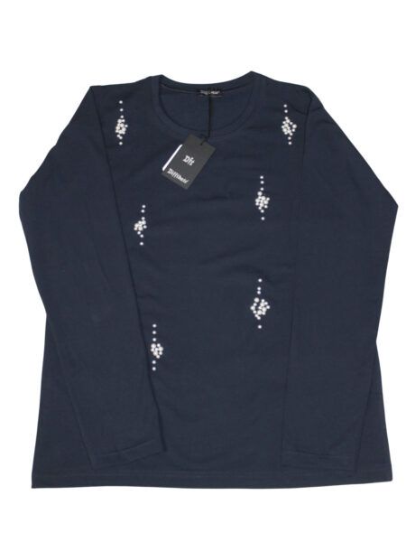 Maglia in caldo cotone con perle - blu