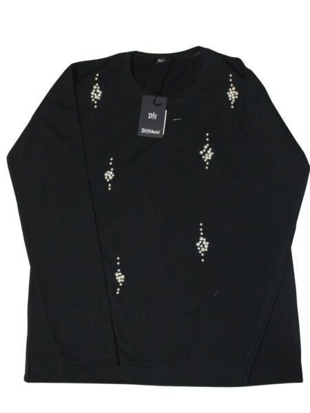 Maglia in caldo cotone con perle - nero