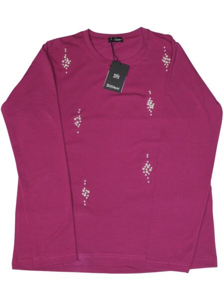 Maglia in caldo cotone con perle - borgogna