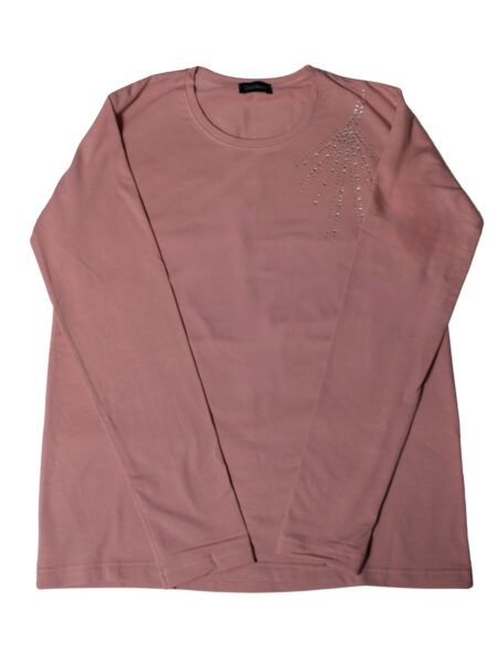 Maglia in caldo cotone con strass - rosa antico