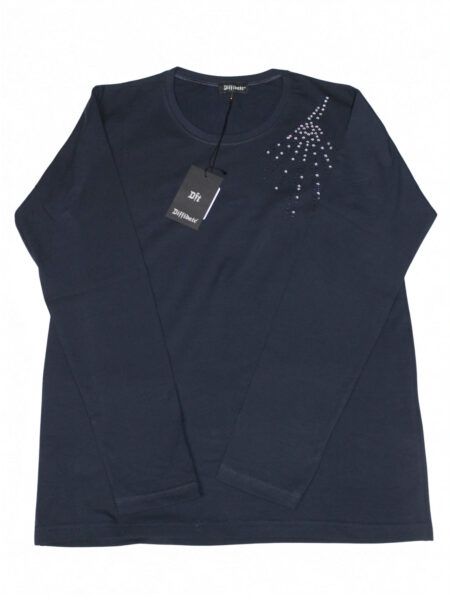 Maglia in caldo cotone con strass - blu