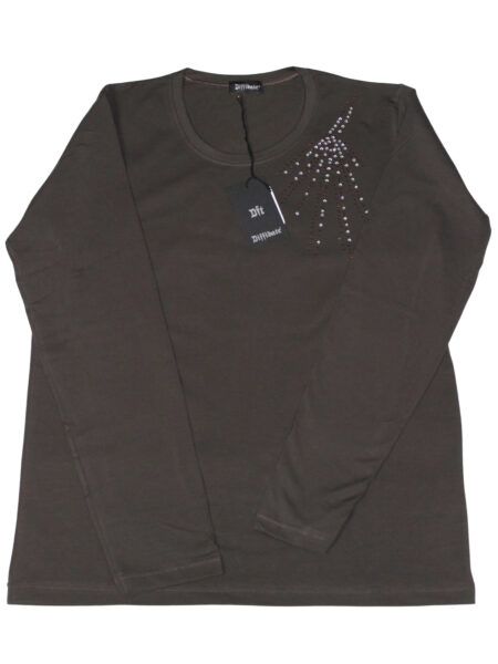 Maglia in caldo cotone con strass - marrone