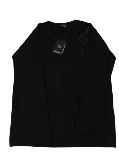 Maglia in caldo cotone con strass - nero