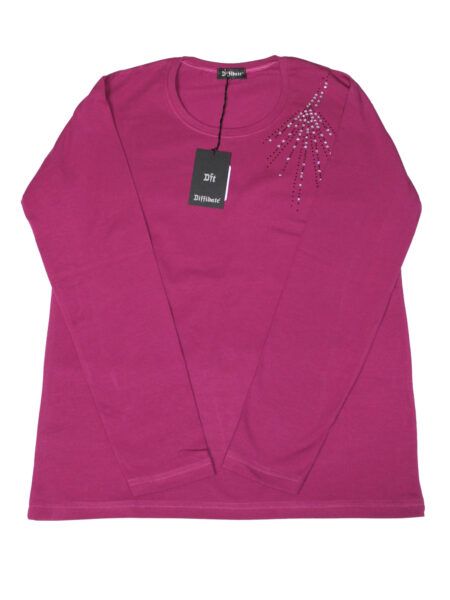 Maglia in caldo cotone con strass - borgogna