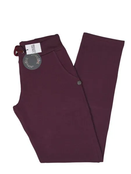 Pantalone in caldo cotone dritto - borgogna