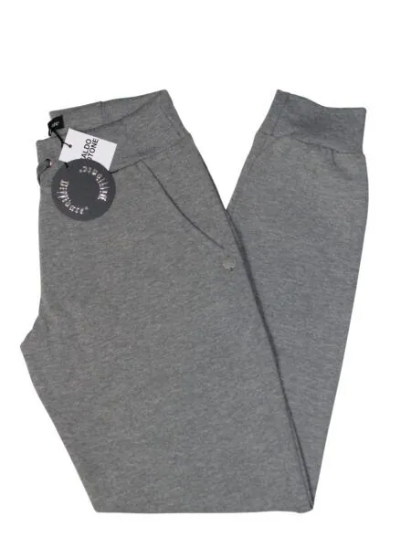 Pantalone in caldo cotone con polsino - grigio melange