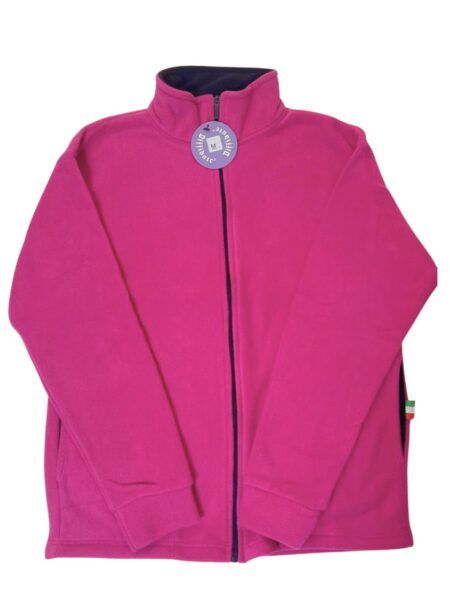Giubbino in pile cerniera contrasto - fuxia