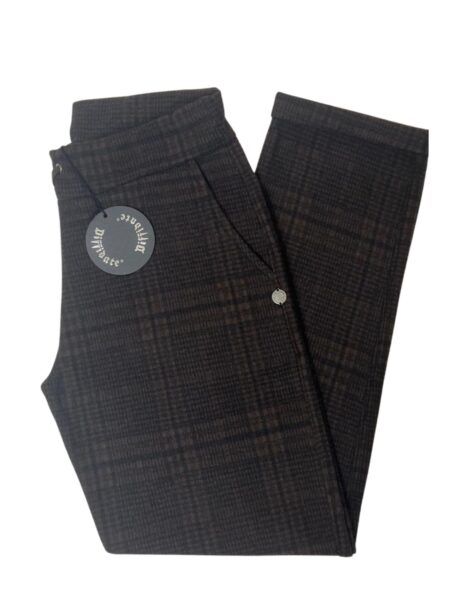 Pantalone in caldissimo cotone 859-29 stampa a quadri - marrone