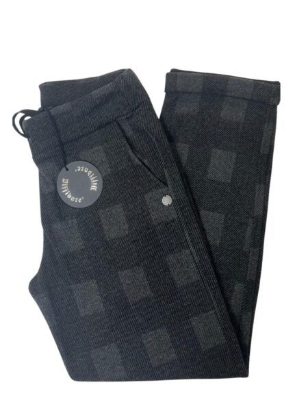 Pantalone in caldissimo cotone 859-84 stampa scacchi - grigio