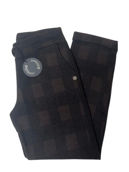 Pantalone in caldissimo cotone 859-84 stampa scacchi - marrone