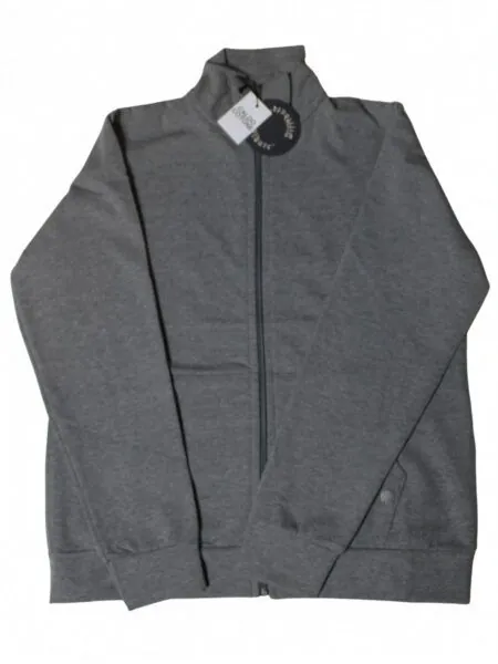 Giubbino in caldo cotone con fascione - grigio melange